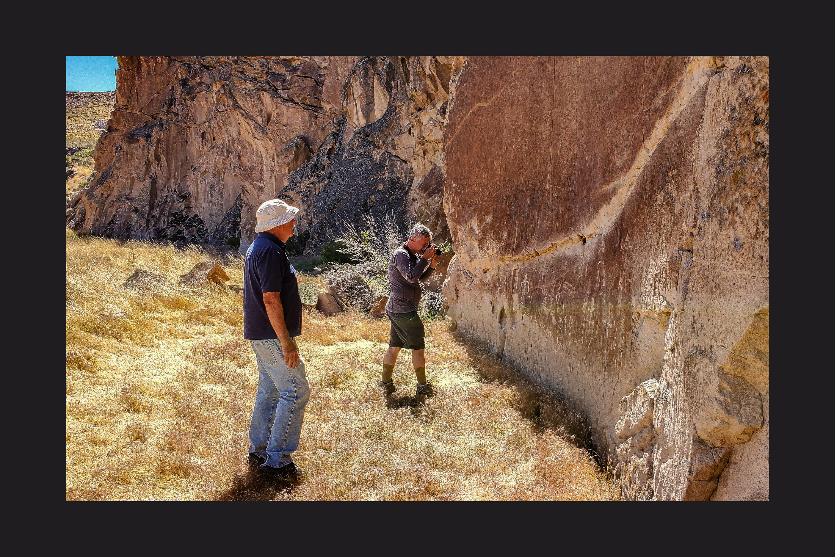 Recording the rock writing in the test area